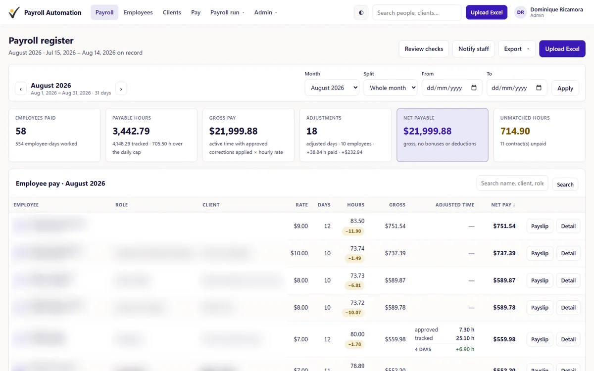 Screenshot of VT Payroll Automation